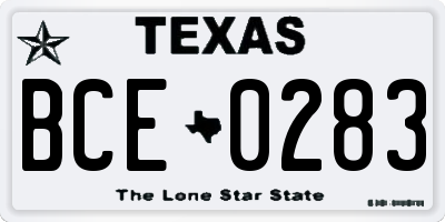 TX license plate BCE0283