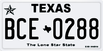 TX license plate BCE0288