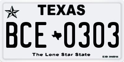 TX license plate BCE0303
