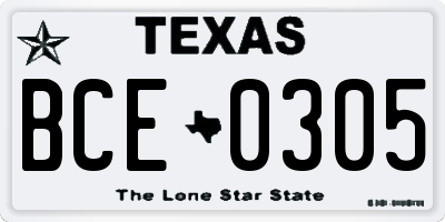 TX license plate BCE0305