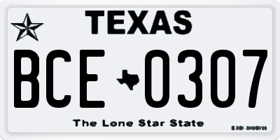 TX license plate BCE0307