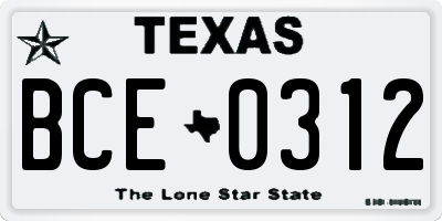 TX license plate BCE0312