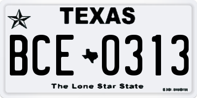 TX license plate BCE0313