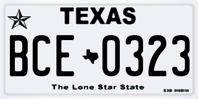 TX license plate BCE0323