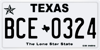 TX license plate BCE0324