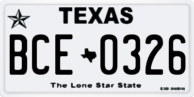 TX license plate BCE0326
