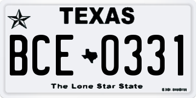 TX license plate BCE0331