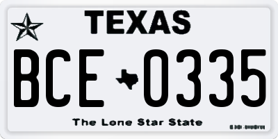 TX license plate BCE0335