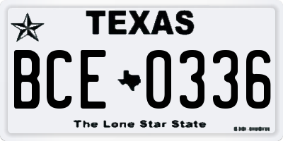 TX license plate BCE0336