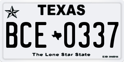 TX license plate BCE0337
