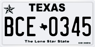 TX license plate BCE0345