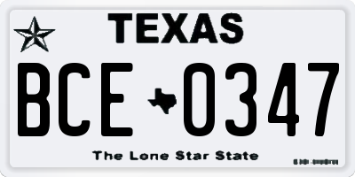 TX license plate BCE0347