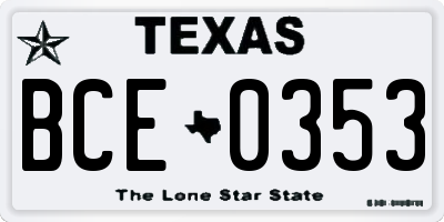 TX license plate BCE0353