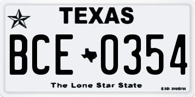 TX license plate BCE0354