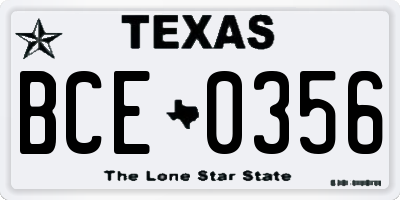 TX license plate BCE0356