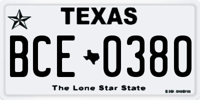 TX license plate BCE0380