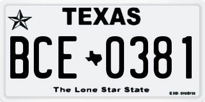 TX license plate BCE0381