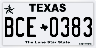 TX license plate BCE0383