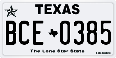 TX license plate BCE0385