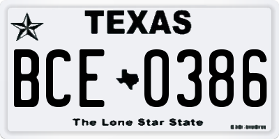 TX license plate BCE0386