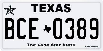 TX license plate BCE0389