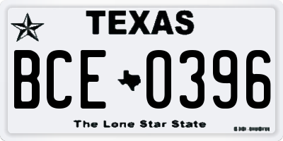 TX license plate BCE0396