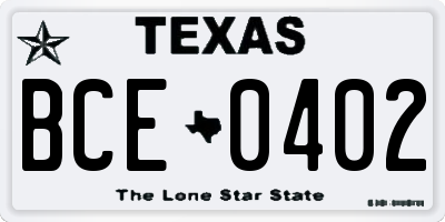 TX license plate BCE0402