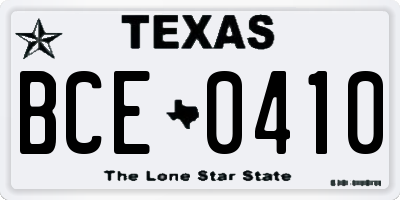 TX license plate BCE0410