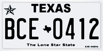 TX license plate BCE0412