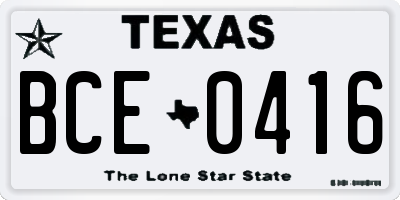 TX license plate BCE0416