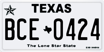 TX license plate BCE0424