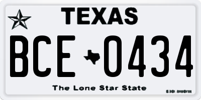 TX license plate BCE0434