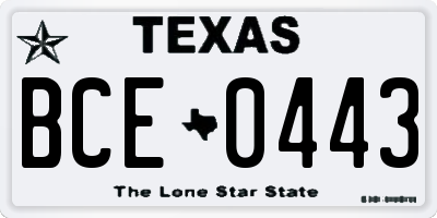 TX license plate BCE0443