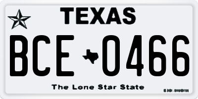 TX license plate BCE0466