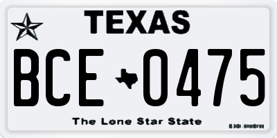 TX license plate BCE0475