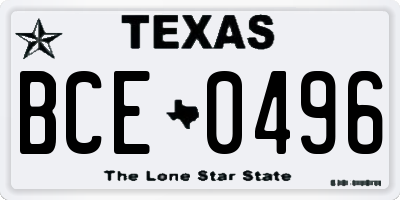 TX license plate BCE0496