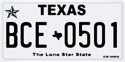TX license plate BCE0501