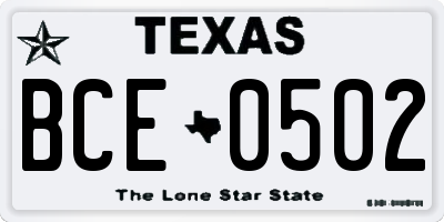TX license plate BCE0502
