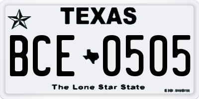 TX license plate BCE0505