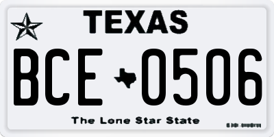 TX license plate BCE0506
