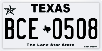 TX license plate BCE0508