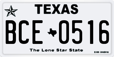 TX license plate BCE0516