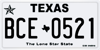 TX license plate BCE0521