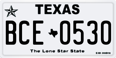 TX license plate BCE0530