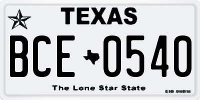 TX license plate BCE0540