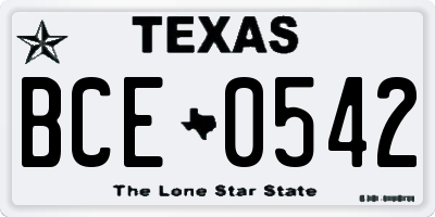 TX license plate BCE0542