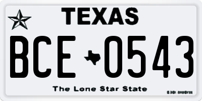 TX license plate BCE0543
