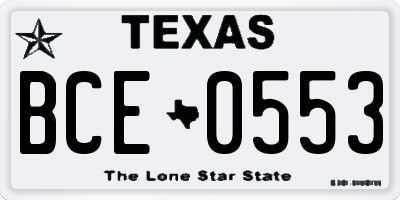 TX license plate BCE0553