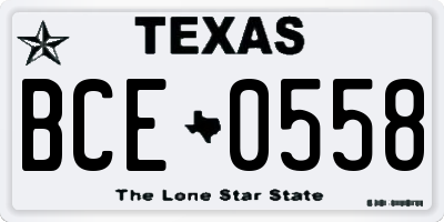 TX license plate BCE0558