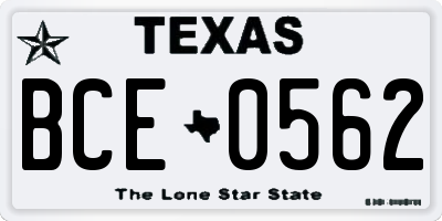 TX license plate BCE0562